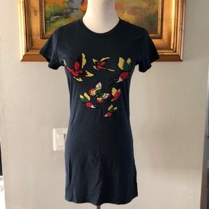 Don Ed Hardy Butterfly 2 Color Navy Basic T Shirt size Medium